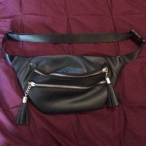 Black Leather Fanny Pack